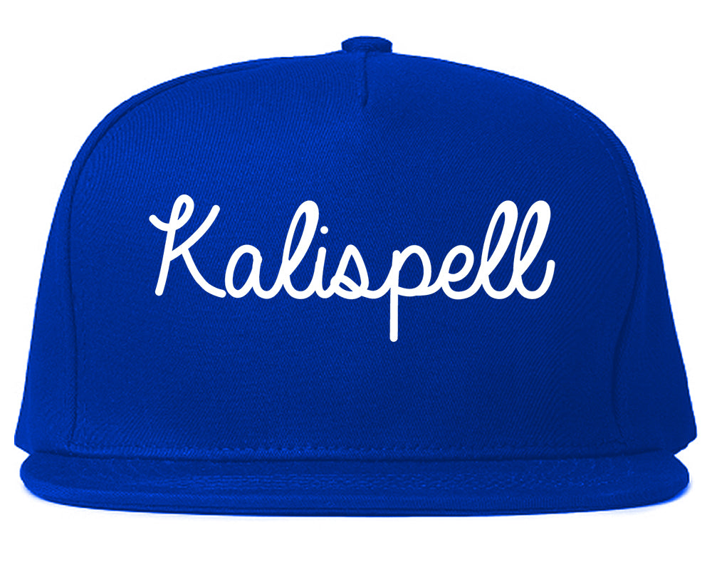 Kalispell Montana MT Script Mens Snapback Hat Royal Blue