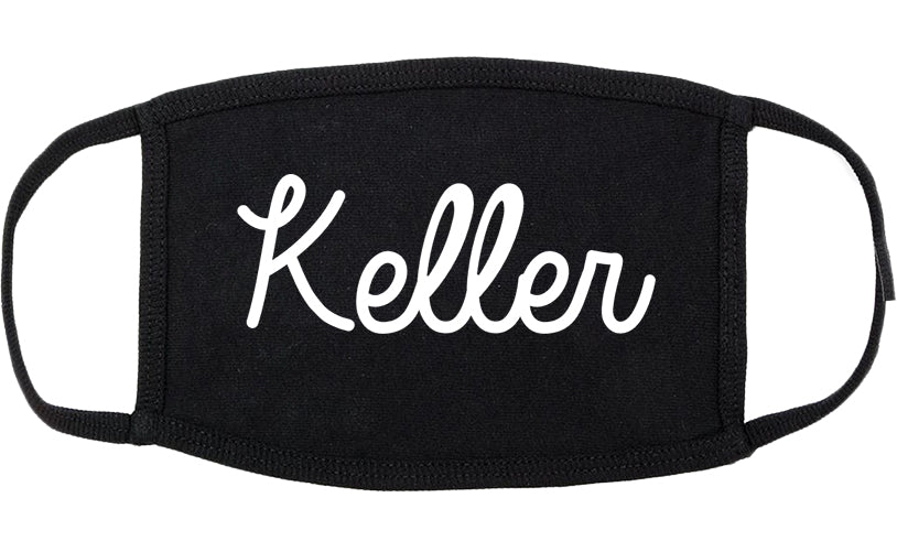 Keller Texas TX Script Cotton Face Mask Black