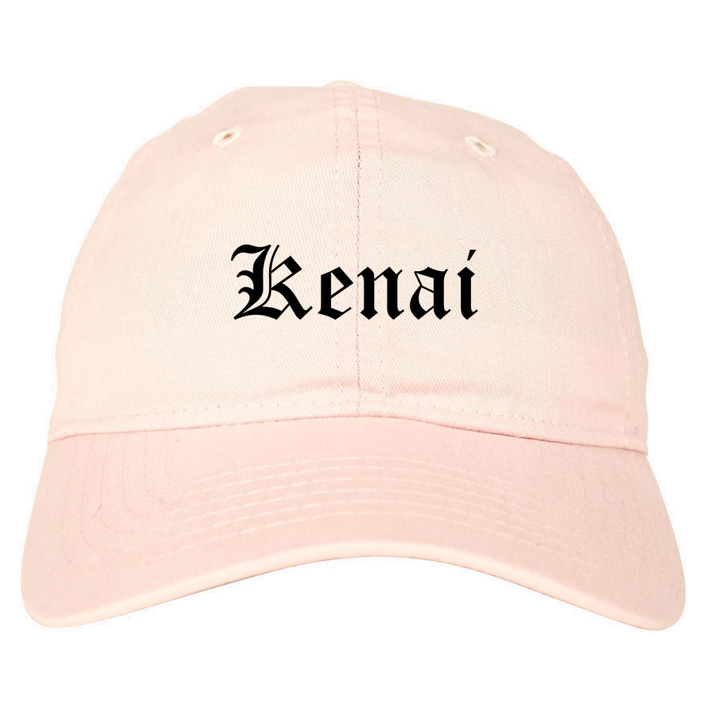 Kenai Alaska AK Old English Mens Dad Hat Baseball Cap Pink