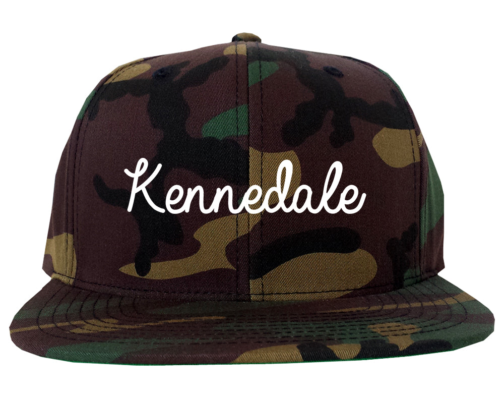 Kennedale Texas TX Script Mens Snapback Hat Army Camo