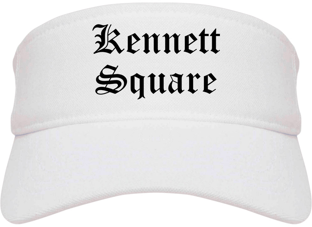 Kennett Square Pennsylvania PA Old English Mens Visor Cap Hat White
