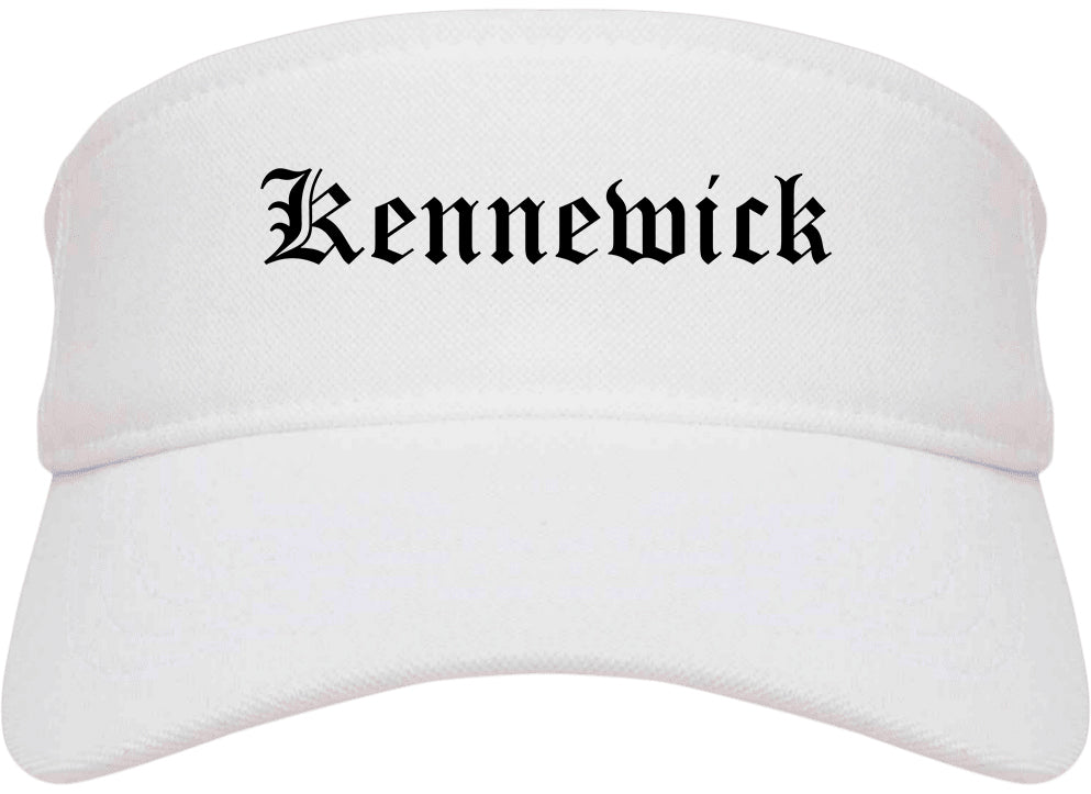 Kennewick Washington WA Old English Mens Visor Cap Hat White
