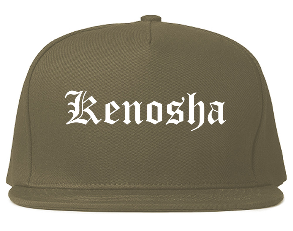 Kenosha Wisconsin WI Old English Mens Snapback Hat Grey