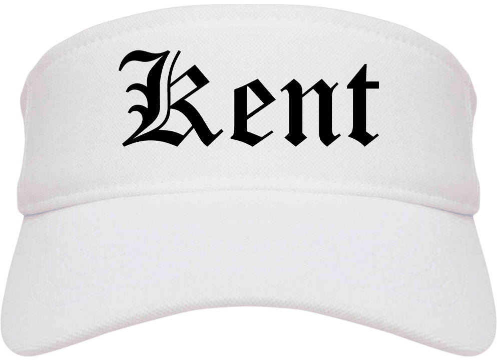 Kent Ohio OH Old English Mens Visor Cap Hat White