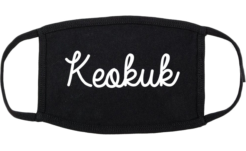 Keokuk Iowa IA Script Cotton Face Mask Black