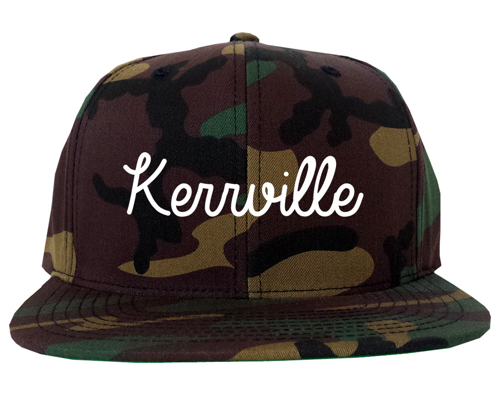 Kerrville Texas TX Script Mens Snapback Hat Army Camo