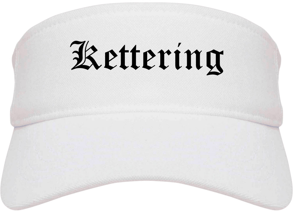 Kettering Ohio OH Old English Mens Visor Cap Hat White