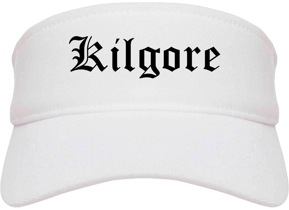 Kilgore Texas TX Old English Mens Visor Cap Hat White