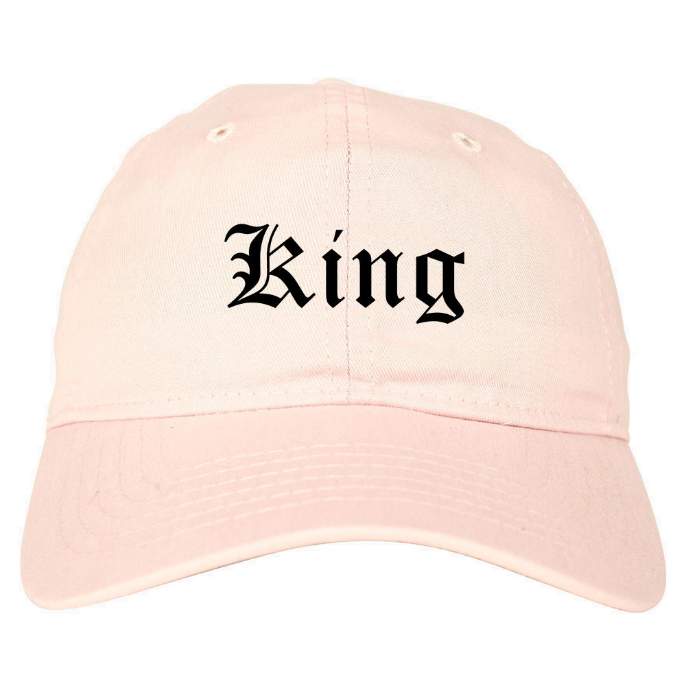 King North Carolina NC Old English Mens Dad Hat Baseball Cap Pink