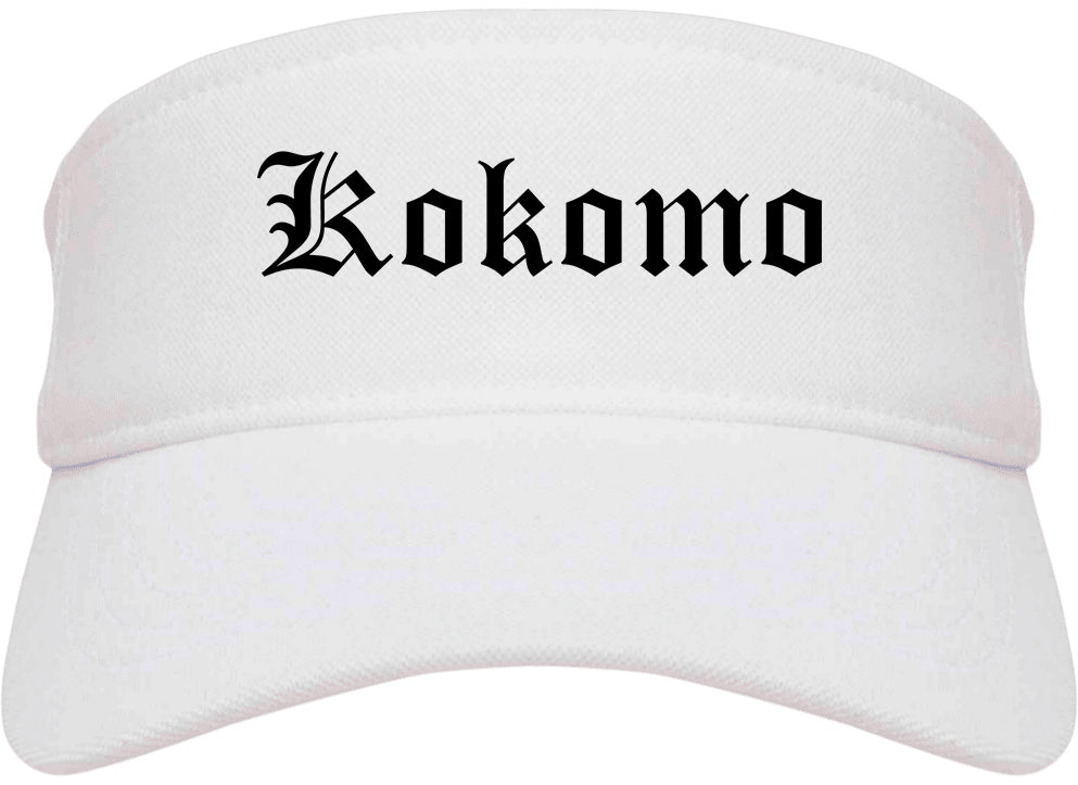 Kokomo Indiana IN Old English Mens Visor Cap Hat White