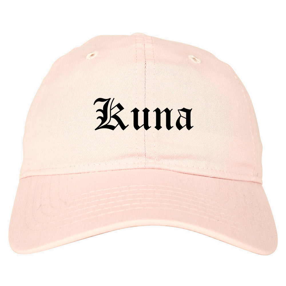 Kuna Idaho ID Old English Mens Dad Hat Baseball Cap Pink