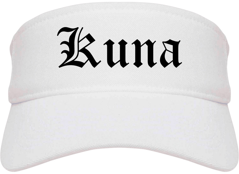 Kuna Idaho ID Old English Mens Visor Cap Hat White