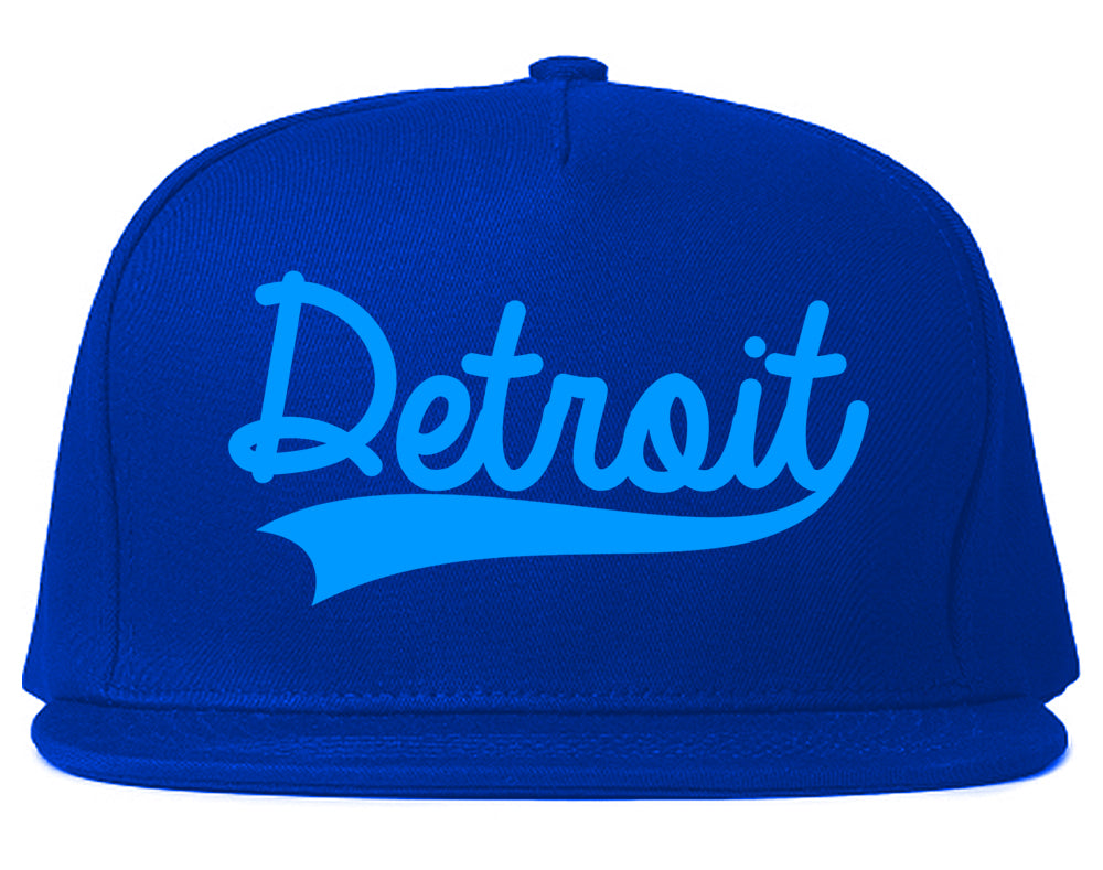 LIGHT BLUE Detroit Michigan Varsity Logo Mens Snapback Hat Royal Blue