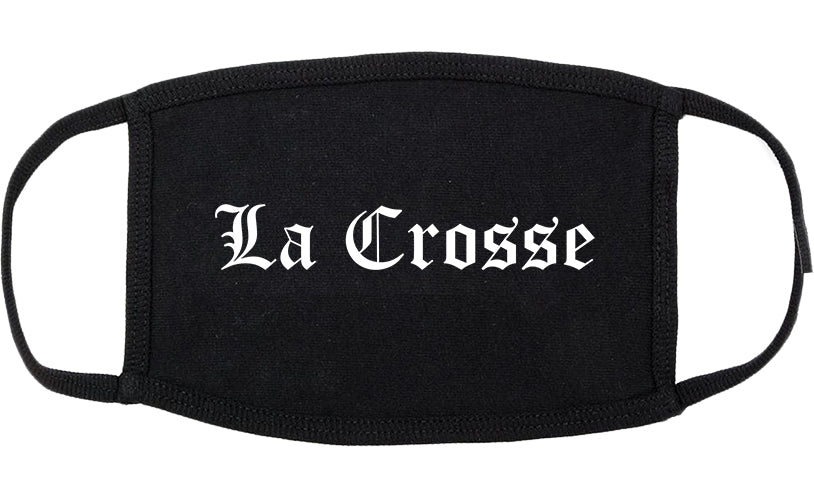 La Crosse Wisconsin WI Old English Cotton Face Mask Black