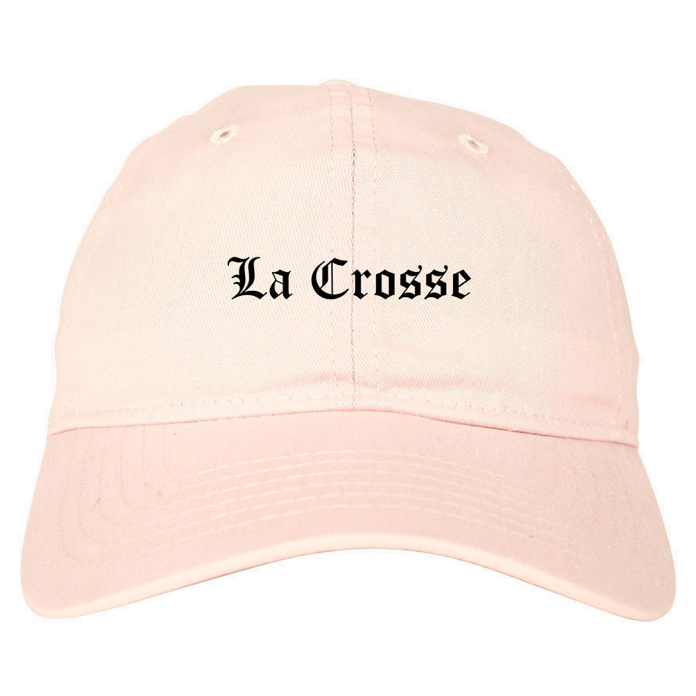 La Crosse Wisconsin WI Old English Mens Dad Hat Baseball Cap Pink