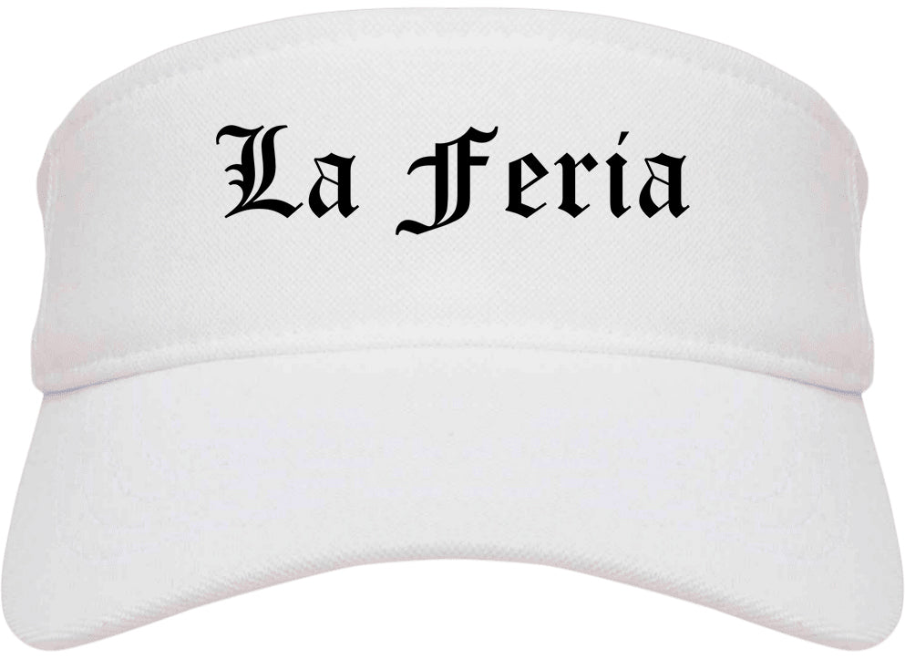 La Feria Texas TX Old English Mens Visor Cap Hat White