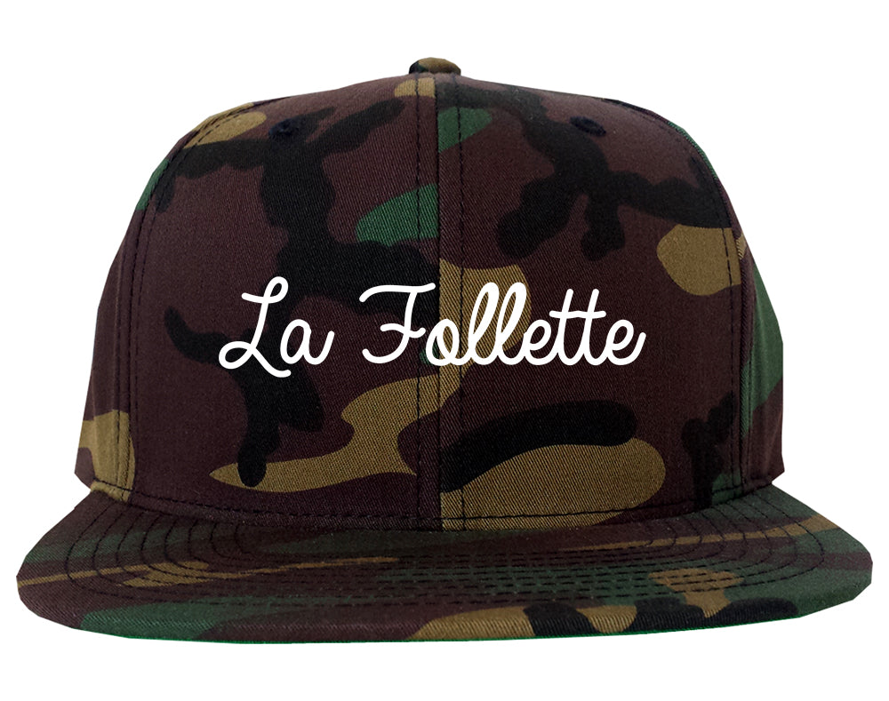 La Follette Tennessee TN Script Mens Snapback Hat Army Camo