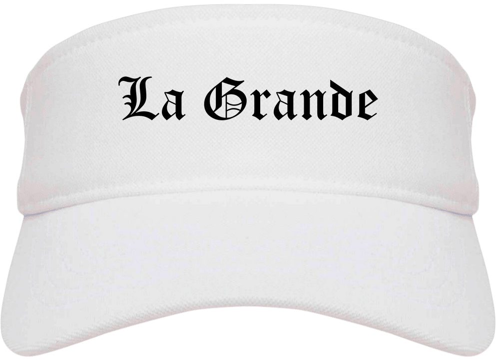 La Grande Oregon OR Old English Mens Visor Cap Hat White