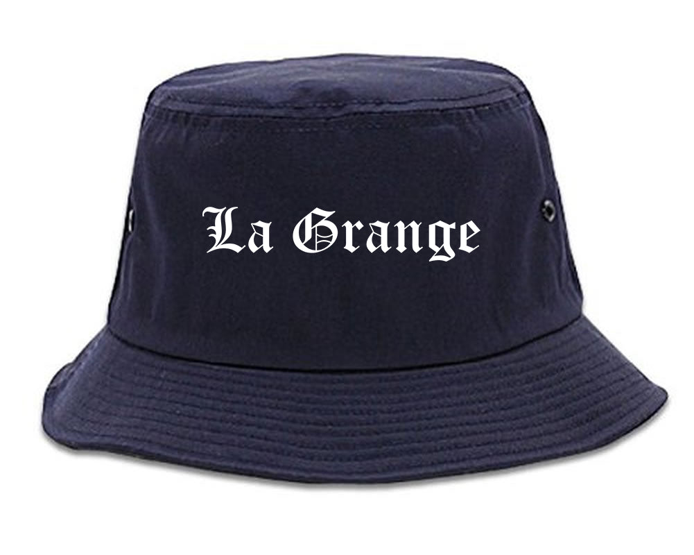 La Grange Texas TX Old English Mens Bucket Hat Navy Blue