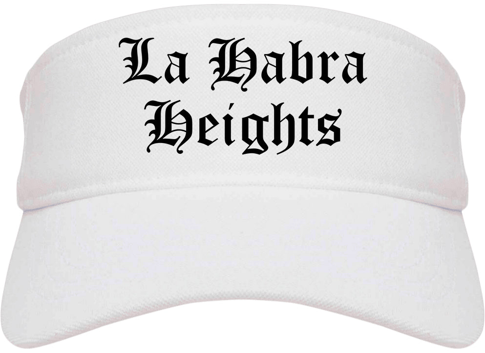 La Habra Heights California CA Old English Mens Visor Cap Hat White