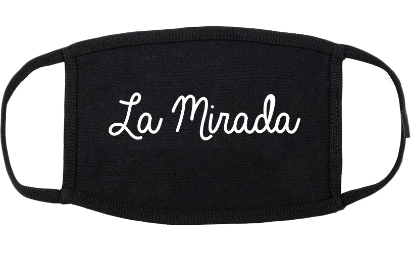 La Mirada California CA Script Cotton Face Mask Black