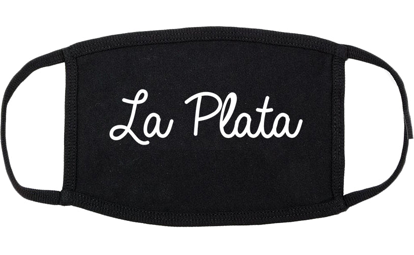 La Plata Maryland MD Script Cotton Face Mask Black