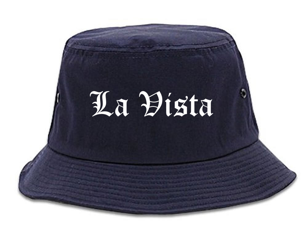La Vista Nebraska NE Old English Mens Bucket Hat Navy Blue