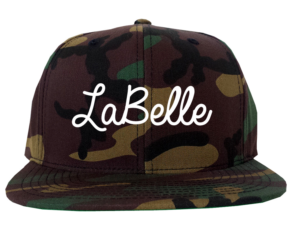 LaBelle Florida FL Script Mens Snapback Hat Army Camo