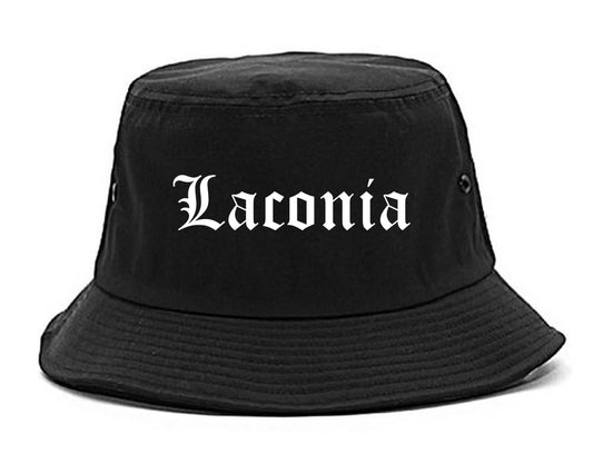 Laconia New Hampshire NH Old English Mens Bucket Hat Black