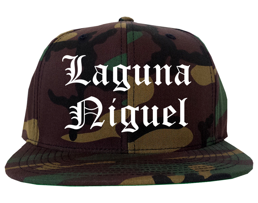 Laguna Niguel California CA Old English Mens Snapback Hat Army Camo