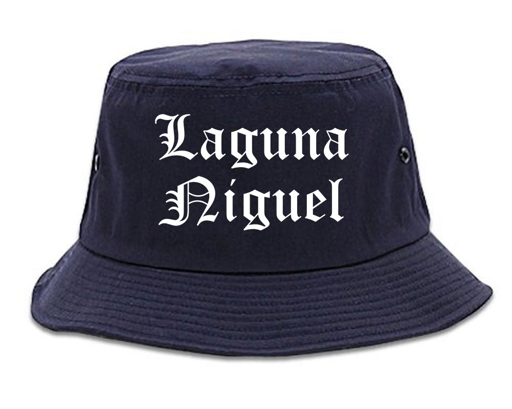 Laguna Niguel California CA Old English Mens Bucket Hat Navy Blue