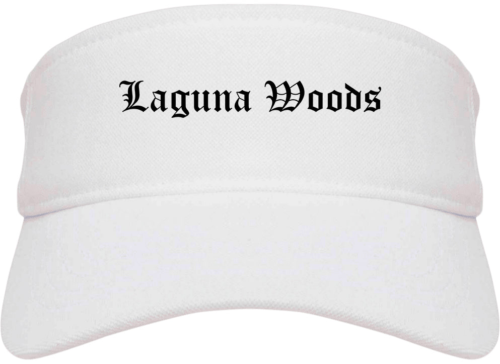 Laguna Woods California CA Old English Mens Visor Cap Hat White