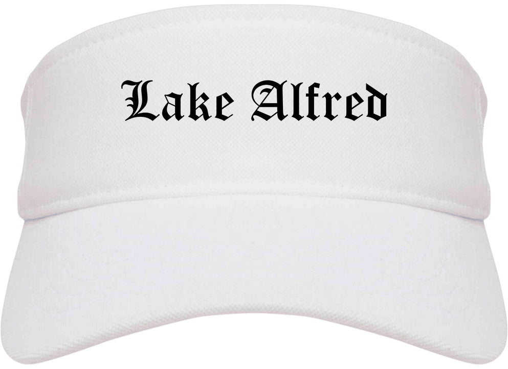 Lake Alfred Florida FL Old English Mens Visor Cap Hat White
