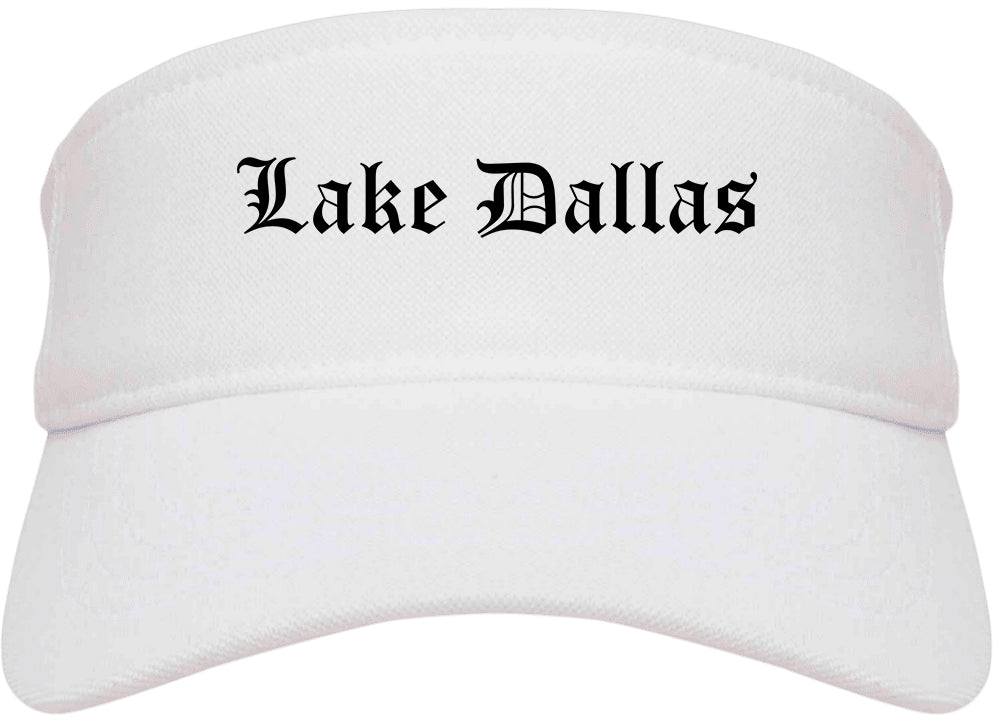 Lake Dallas Texas TX Old English Mens Visor Cap Hat White