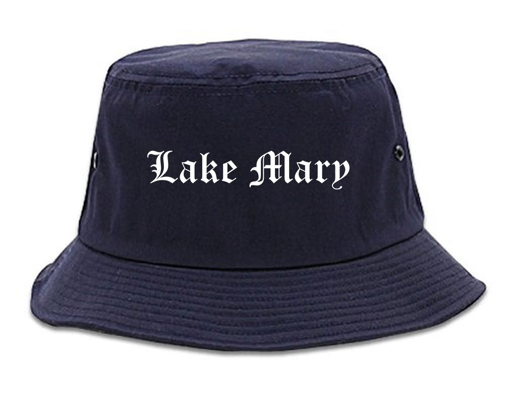Lake Mary Florida FL Old English Mens Bucket Hat Navy Blue