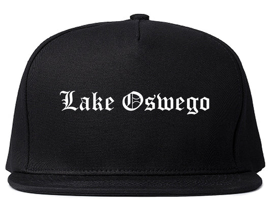 Lake Oswego Oregon OR Old English Mens Snapback Hat Black