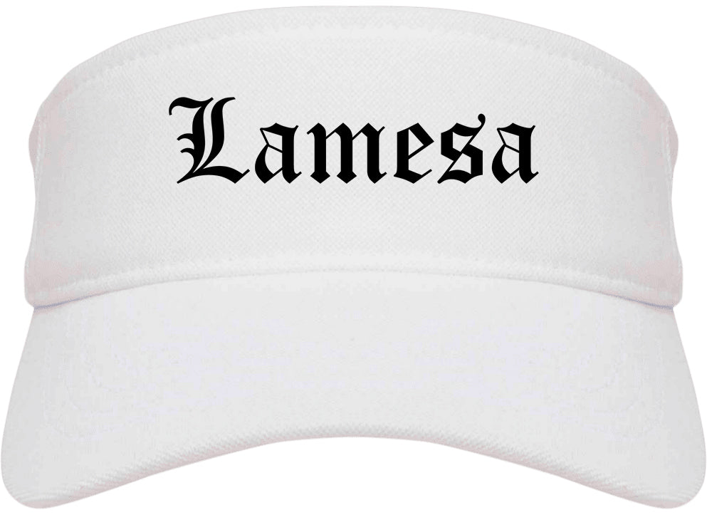 Lamesa Texas TX Old English Mens Visor Cap Hat White