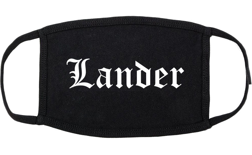 Lander Wyoming WY Old English Cotton Face Mask Black