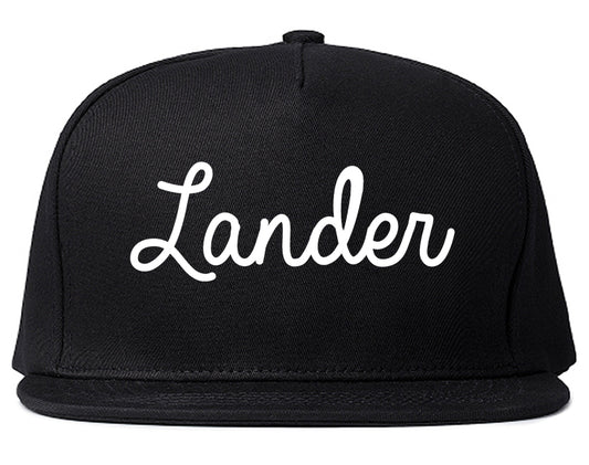 Lander Wyoming WY Script Mens Snapback Hat Black