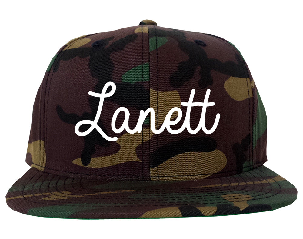 Lanett Alabama AL Script Mens Snapback Hat Army Camo