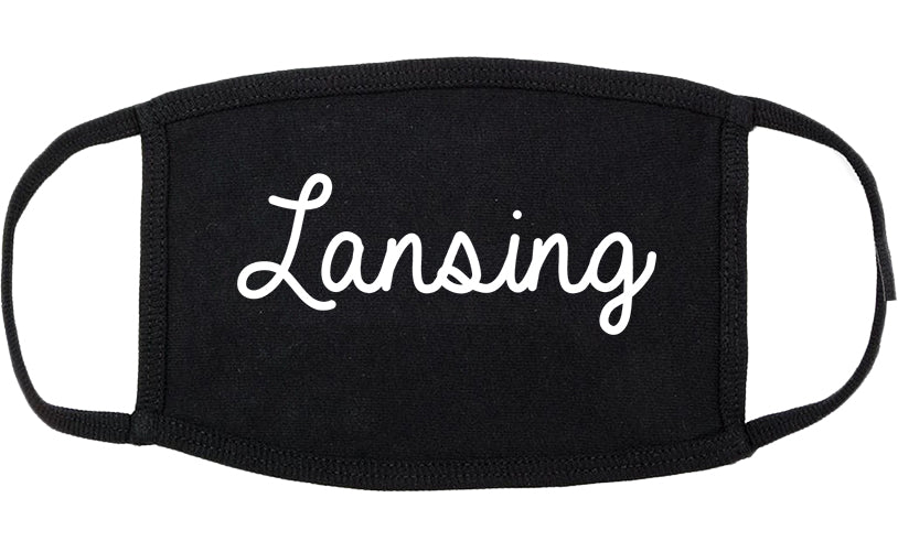 Lansing Michigan MI Script Cotton Face Mask Black