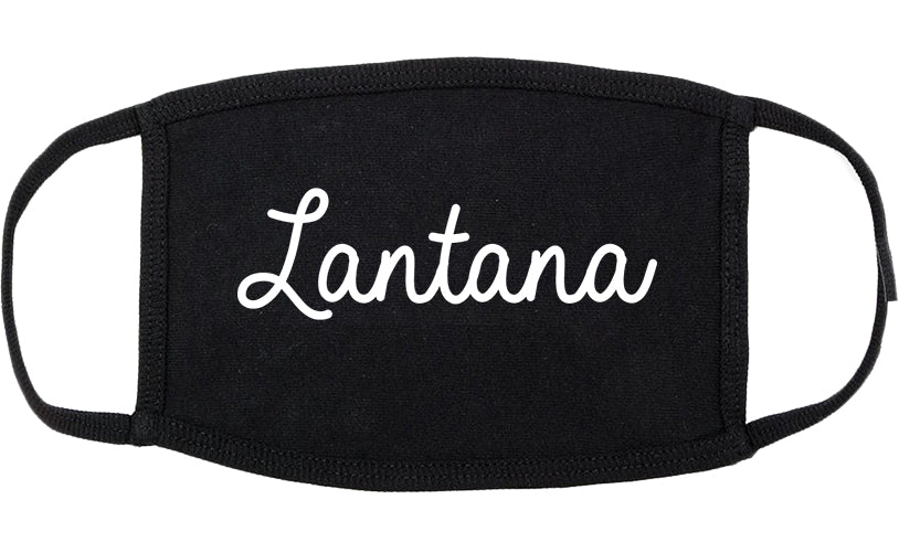 Lantana Florida FL Script Cotton Face Mask Black