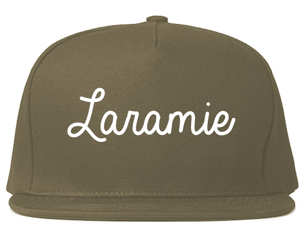 Laramie Wyoming WY Script Mens Snapback Hat Grey