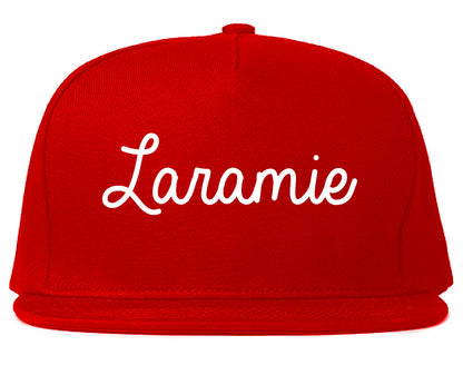 Laramie Wyoming WY Script Mens Snapback Hat Red