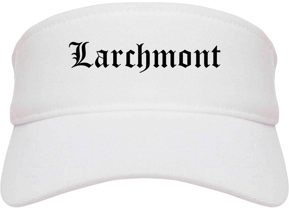 Larchmont New York NY Old English Mens Visor Cap Hat White