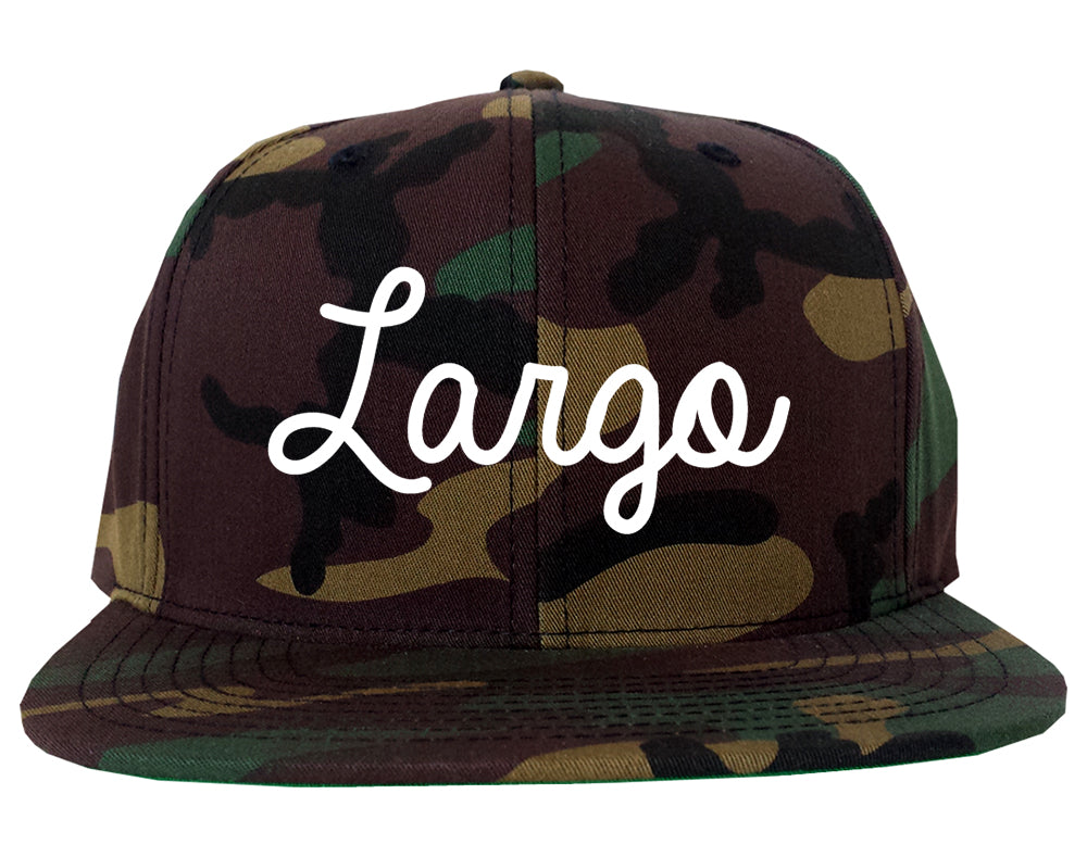 Largo Florida FL Script Mens Snapback Hat Army Camo