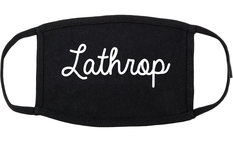 Lathrop California CA Script Cotton Face Mask Black