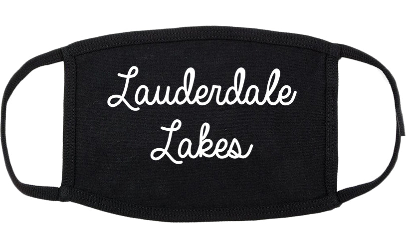 Lauderdale Lakes Florida FL Script Cotton Face Mask Black