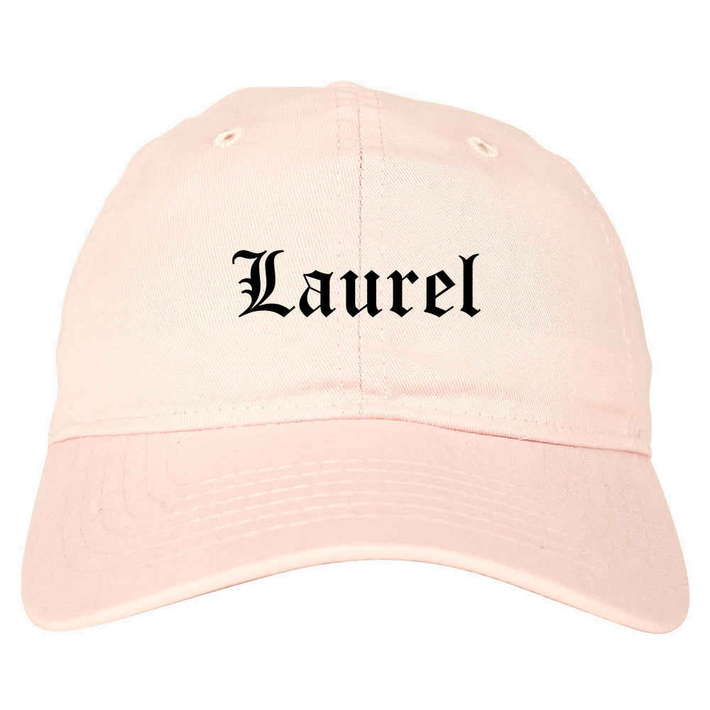 Laurel Maryland MD Old English Mens Dad Hat Baseball Cap Pink