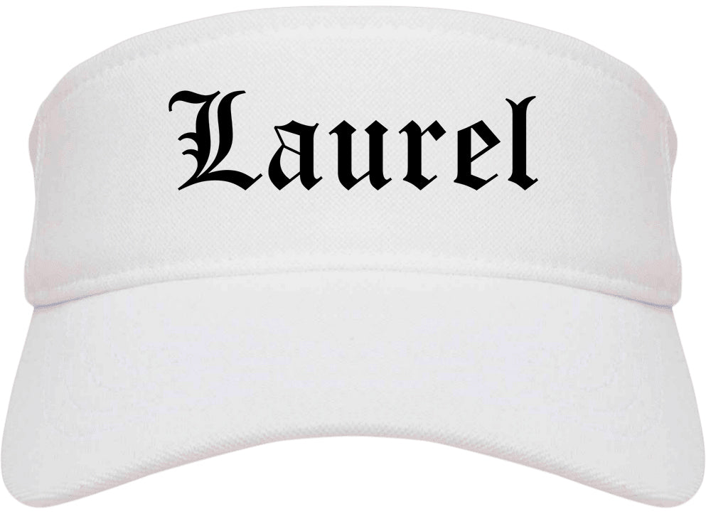 Laurel Maryland MD Old English Mens Visor Cap Hat White